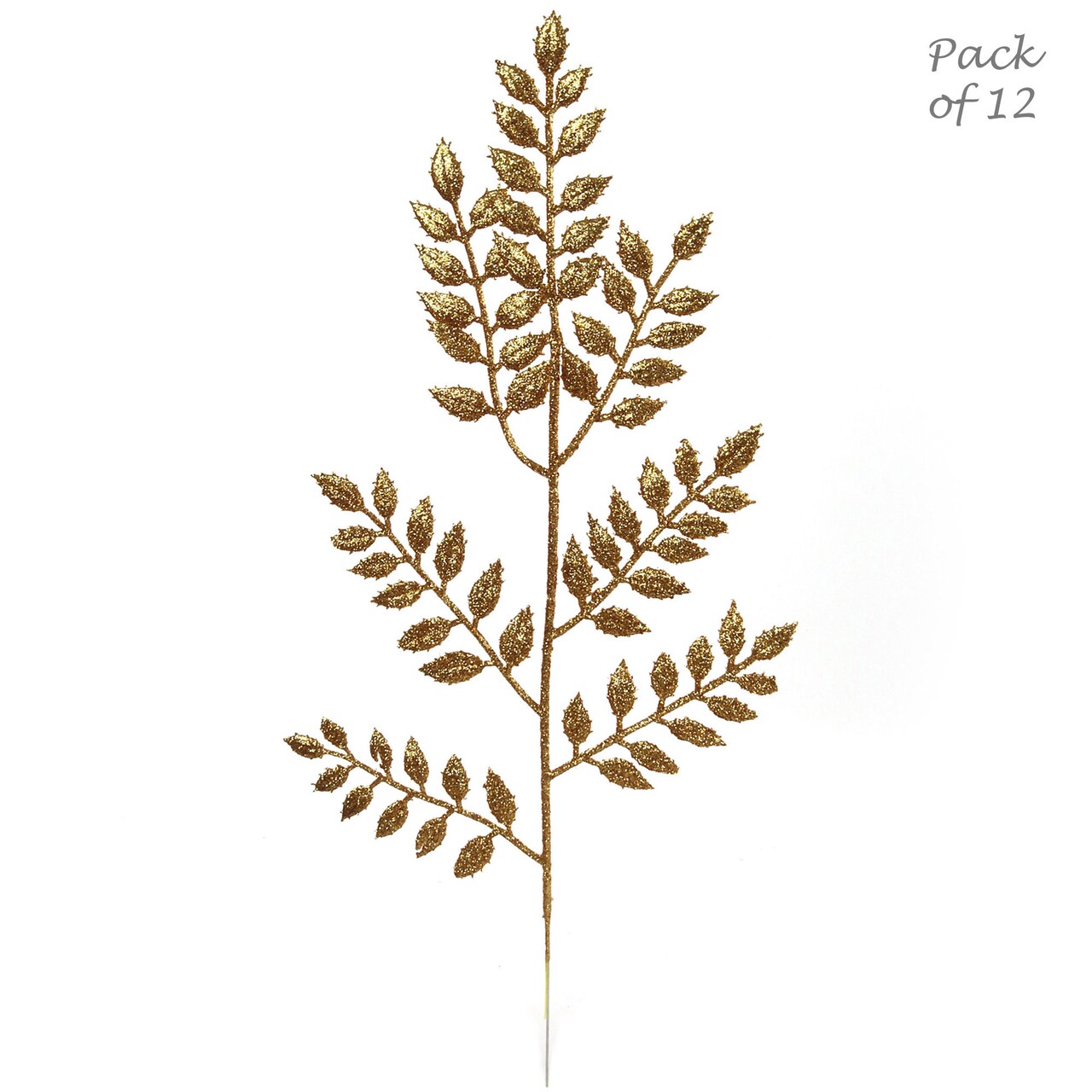 Set of 24: Sparkling Gold Glitter Ash Spray Picks | 17-Inch | Festive Holiday Decor | Trees, Wreaths, & Garlands | Christmas Picks | Home & Office Decor | Floral Home by Artificial Flowers